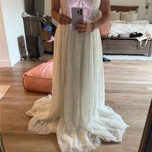 Ivory Beaded Bridal Gown with Sheer Corset Bodice